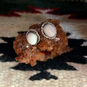 Native American Sterling Silver Earrings with Howlite Stones